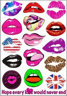 A4 KISS 唇色箱贴笔记本贴纸 吉他贴纸 电脑贴纸 旅行箱死飞滑板