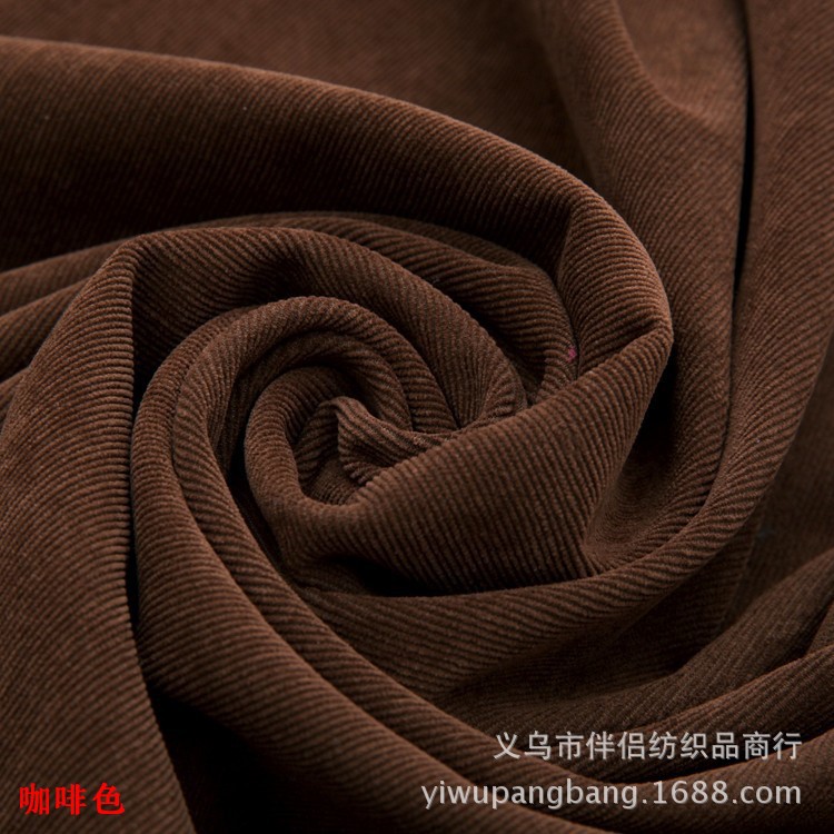 卡其色灯芯绒现货 裤子服装面料 咖啡色灯芯绒 21条坑W锦涤灯芯绒|ru