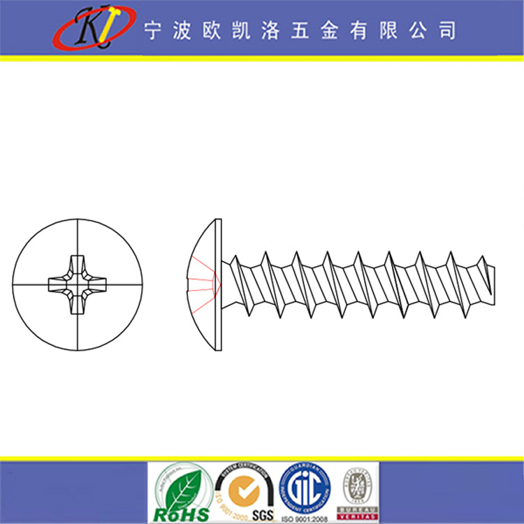PT3x13.5 十字大扁头双底径自攻螺丝 碳钢镀白锌