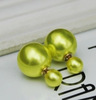 Zirconium from pearl, fashionable cute double-sided earrings, Korean style