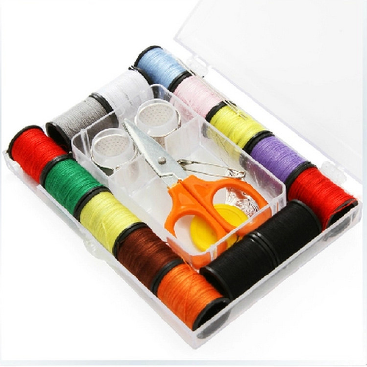 居家便携式方形针线盒 21件套缝补套装 家用缝纫工具