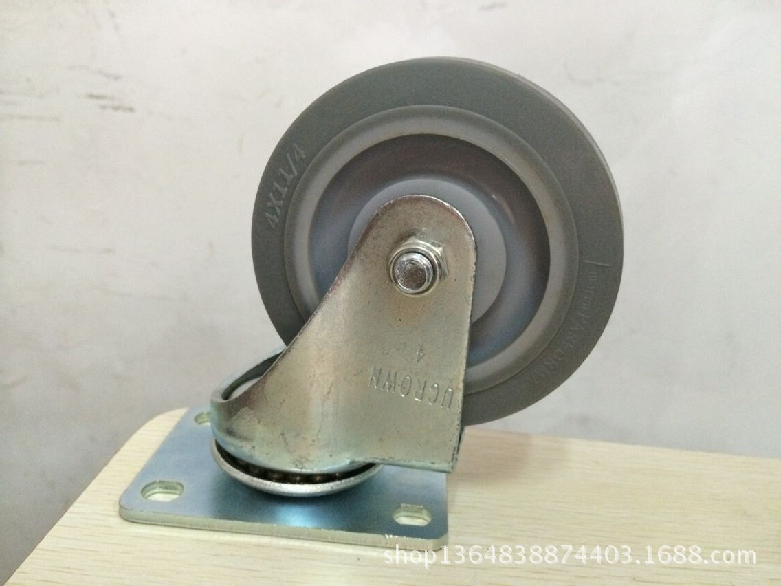 脚轮 4寸一体轴承人造胶万向轮静音轮优冠脚轮厂家直销轮子TPR轮