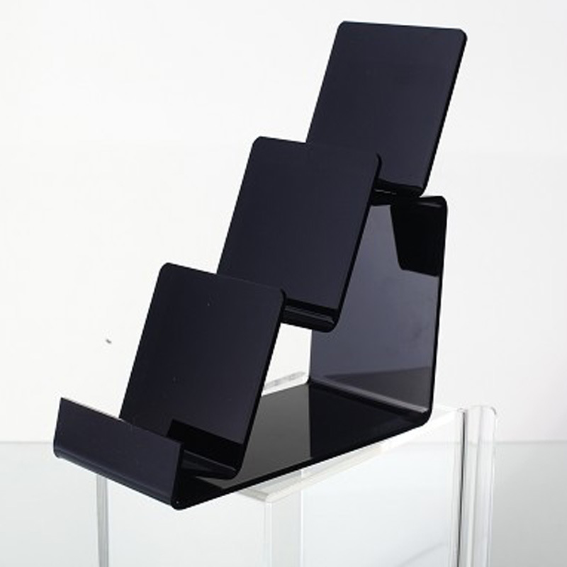 层黑色亚克力钱包架 面膜手机展示架梯形支架多层纸巾陈