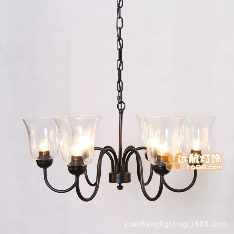 Country lights for living room, creative glass lampshade, ceiling lamp, American style