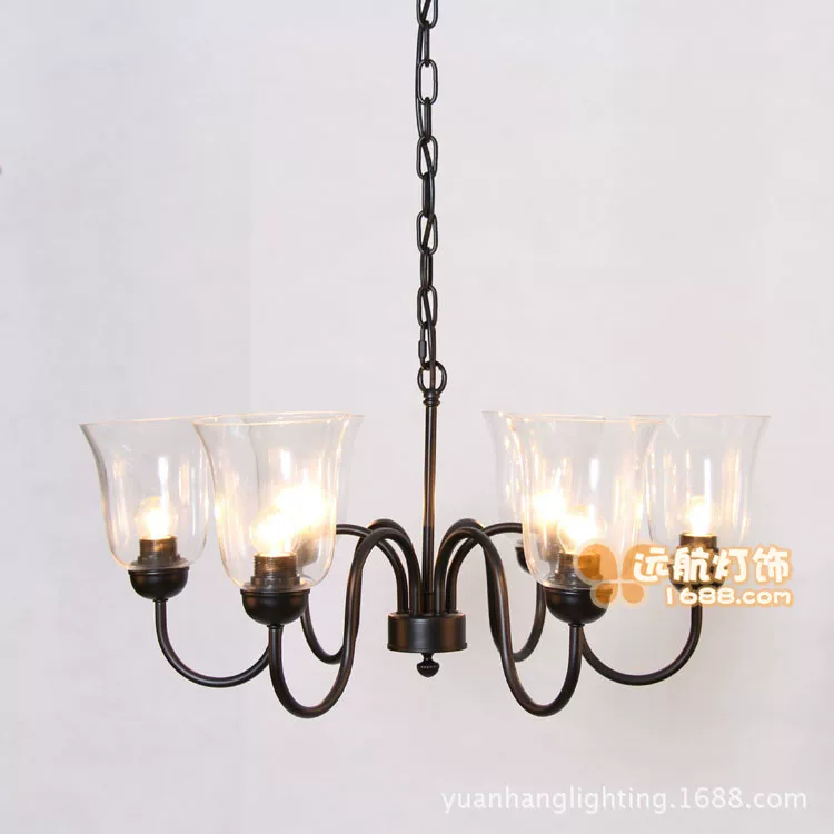 Country lights for living room, creative glass lampshade, ceiling lamp, American style