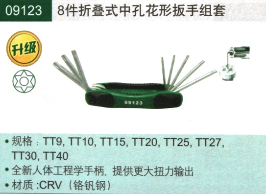 SATA世达工具8件套折叠式中孔花形扳手  09123
