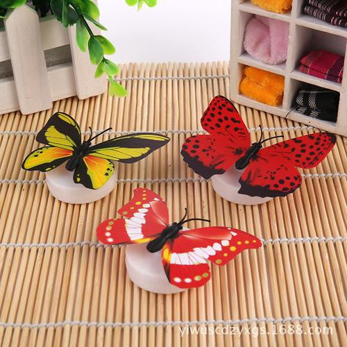 Colorful LED Luminous Butterfly Night Light Stickable Simulated Butterfly Luminous Night Market Street Stall Children's Wholesale