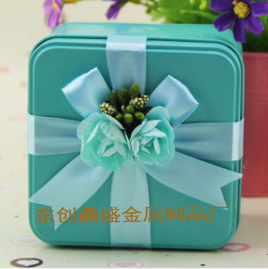 方形带花喜糖盒 糖果盒 通用铁盒厂家定制批发礼品盒