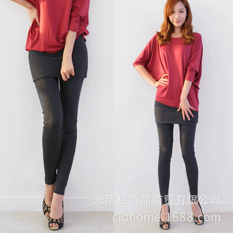 Осень/зима Женщины плюс толстые 200 кг плюс размер на флисовой подкладке искусственные два леггинса юбка брюки поколение волос