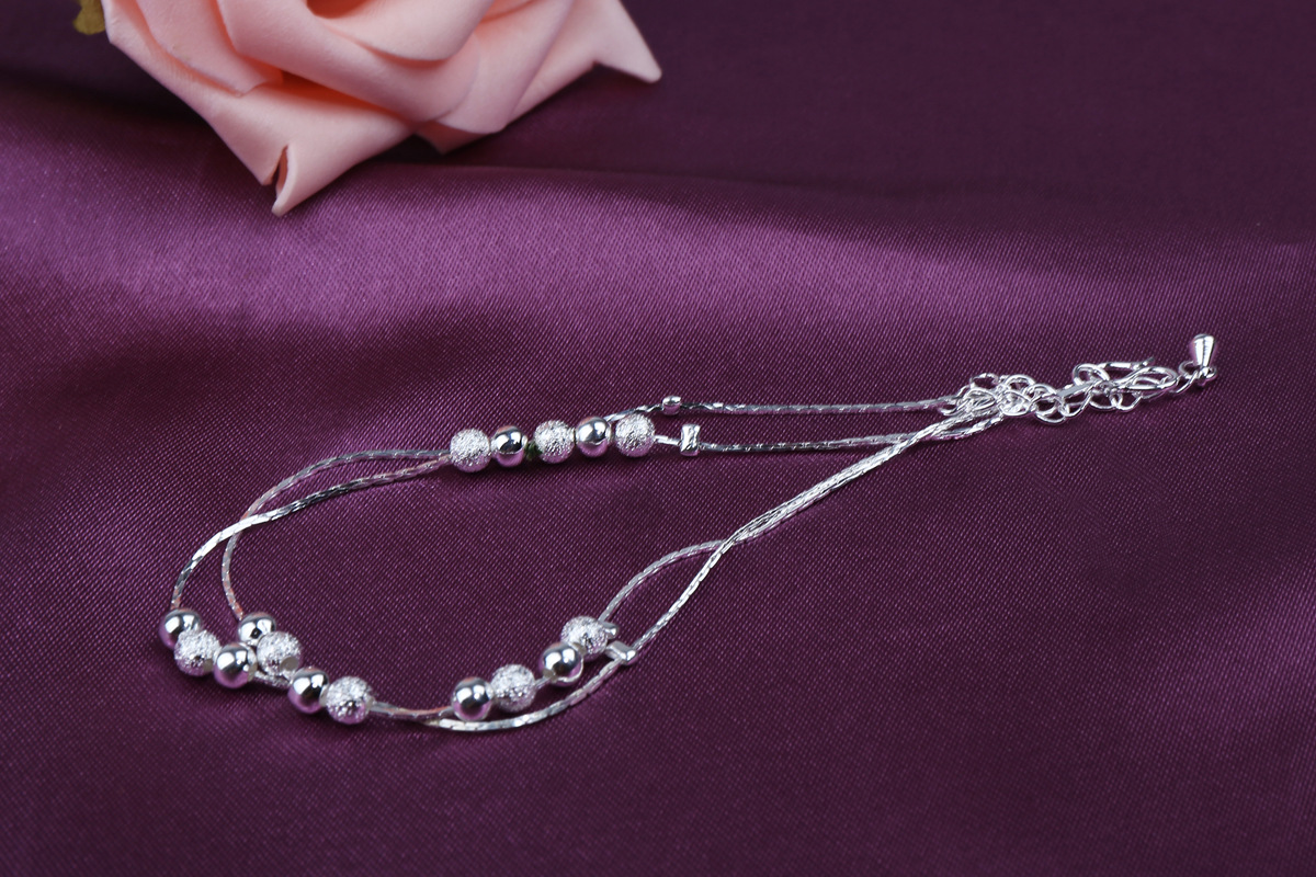 Korean Style Silver Plated Rotating Bead Anklet With Pearls_voghion.com