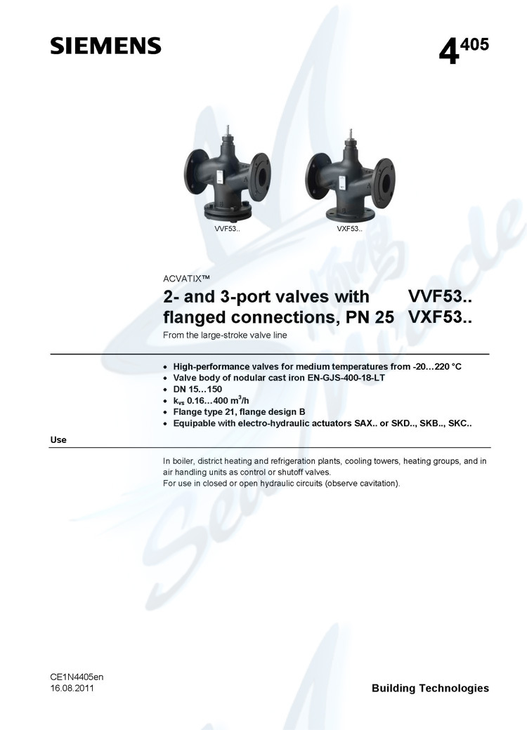 SIEMENS 西门子 VVF53.25-10 电动二通阀门 法兰调节蒸汽阀门 西门子