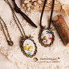 Retro design fresh floral necklace handmade, with gem