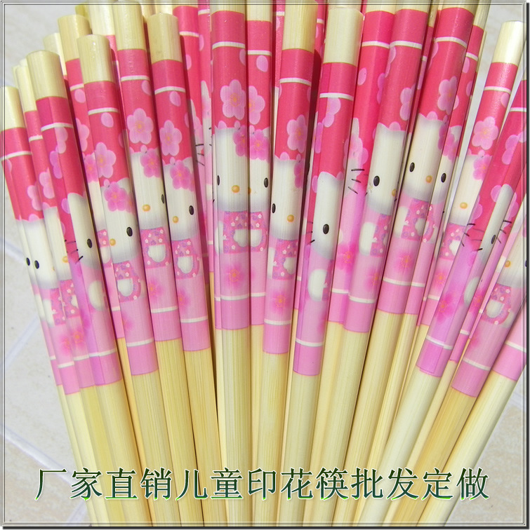 厂家直销筷子批发 kittyKT卡通凯蒂猫竹筷可爱儿童训练筷好餐具新|ru