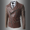 Autumn winter new foreign trade fashion color multi zipper Korean version men repair collar coat coat