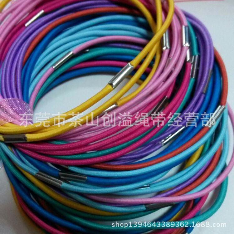 供应 生产 各种彩色2.0橡筋圈 橡皮筋打扣发圈 弹力压扣橡皮筋