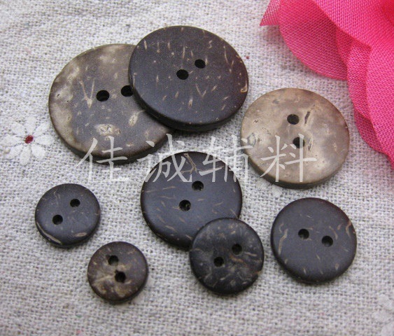 天然椰子壳圆形2孔纽扣 DIY手工钮扣 10-28MM