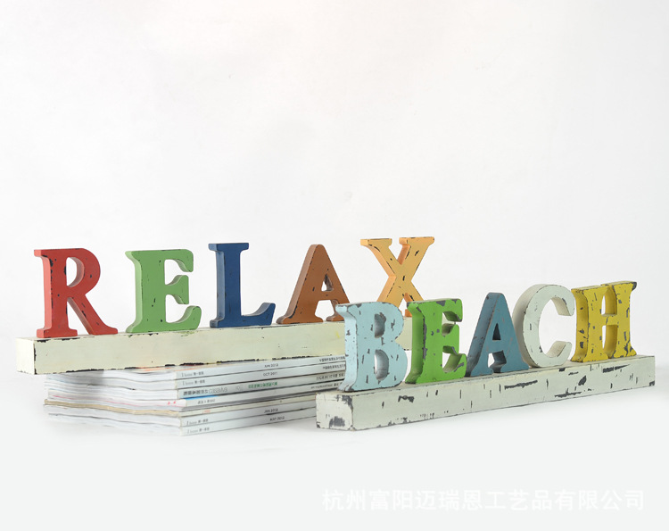 沙滩BEACH  放松RELAX字母摆件 仿古做旧风格饰品  MA01017详情24