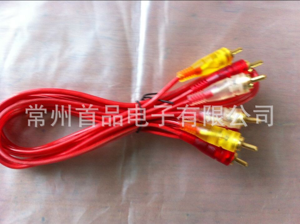 厂家供应RCA透明10根绕包注塑透明头AV cable音视频高清线