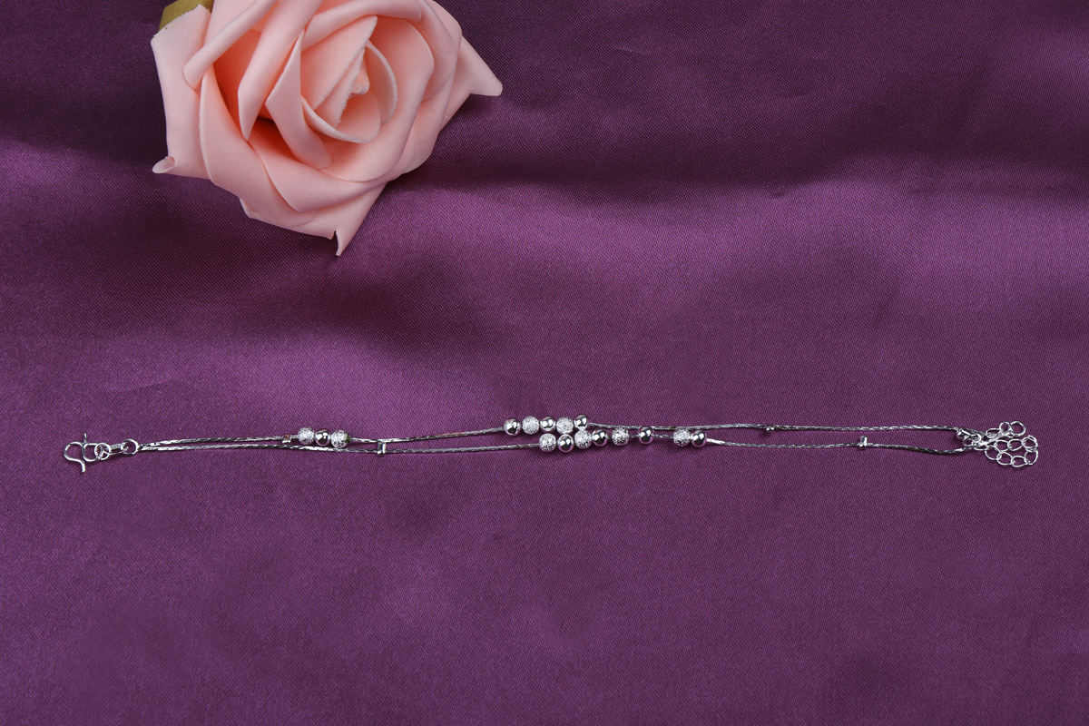 Korean Style Silver Plated Rotating Bead Anklet With Pearls_voghion.com