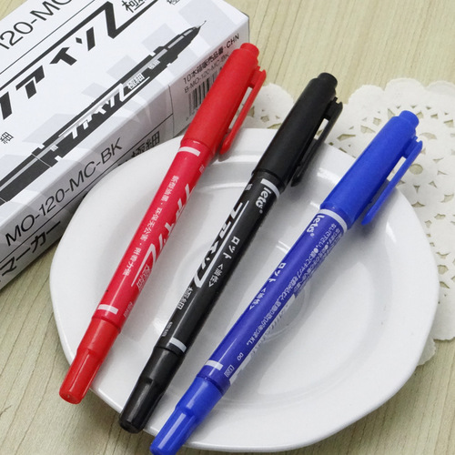 Oil-based small double-ended marker, children's drawing hook pen, black, red and blue, indelible marker pen, stationery wholesale