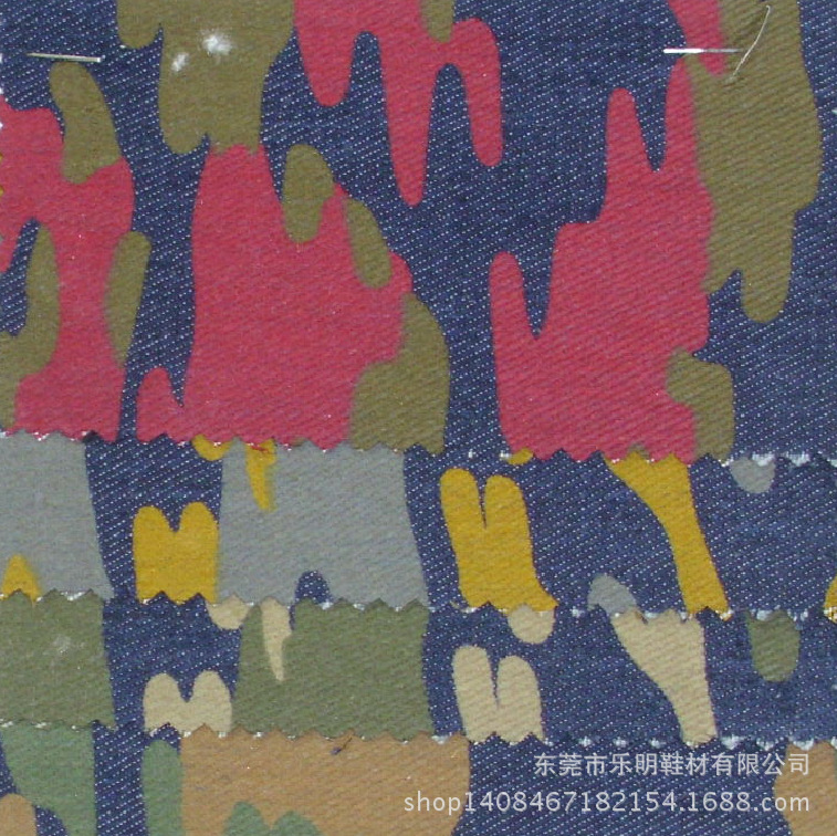 DB107印迷彩牛仔布 鞋帽服装面料