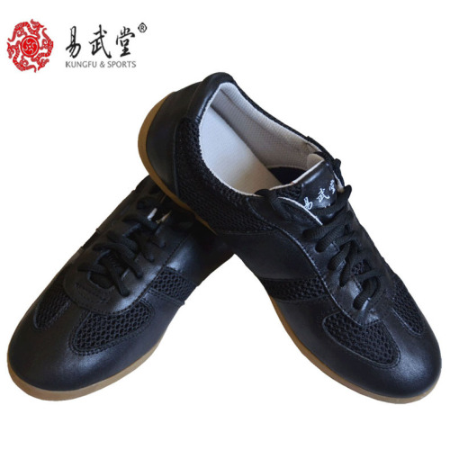 Tai chi shoes kung fu shoes martial arts shoes men and women soft leather rib soled kung fu shoes training shoes net surface morning exercise shoes