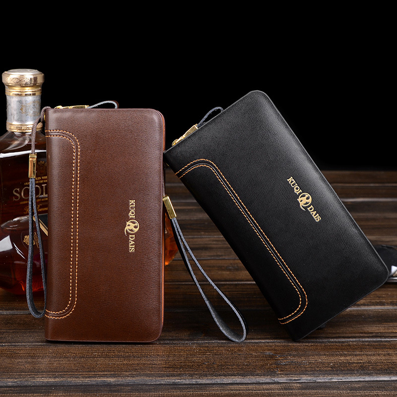 Длинный бумажник с молнией, кошелек, кожаная маленькая сумка клатч, сумка с петлей на руку, из натуральной кожи