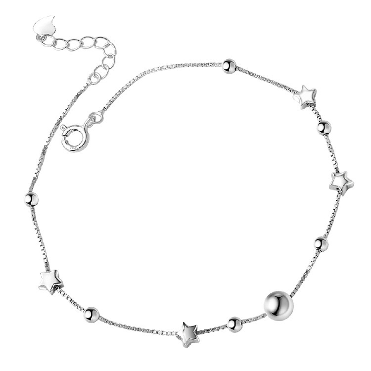 925 tobillos de plata esterlina al por mayor de las mujeres de estilo coreano moda estrella Luna pie joyería transfronteriza Comercio exterior joyería de plata esterlina