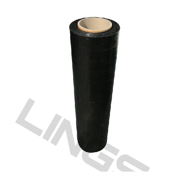 厂家直销 PE黑色缠绕膜 拉伸膜 黑色包装膜 宽45cm 净重3KG外贸出