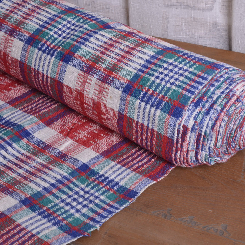 老上海怀旧老物件老粗布全棉布手工纺织布民国格子布