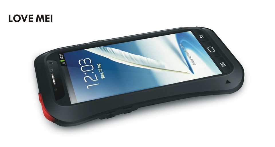 LOVE MEI Powerful Small Waist Water Resistant Shockproof Dust/Dirt/Snow Proof Aluminum Metal Outdoor Heavy Duty Case Cover for Samsung Galaxy Note 2