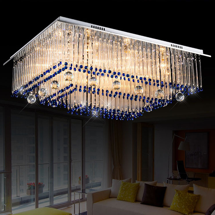 LED变色玻璃棒吸顶灯现代方形客厅水晶灯卧室餐厅灯淘宝供货批发