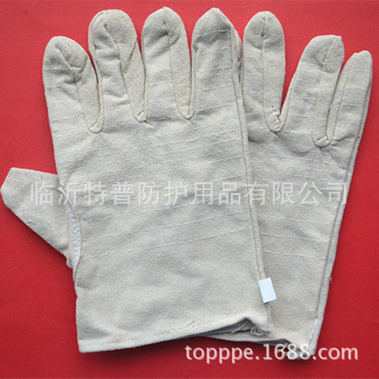 厂家直销帆布手套 双层加厚纯棉 全衬耐磨劳保手套 机床重工防护