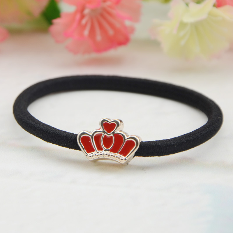 新年头饰滴油皇冠粗皮筋 韩国发饰女生 黑色扎头发皮筋 2元店饰品