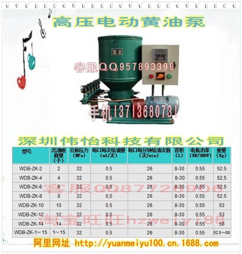 高压电动黄油泵 参数表