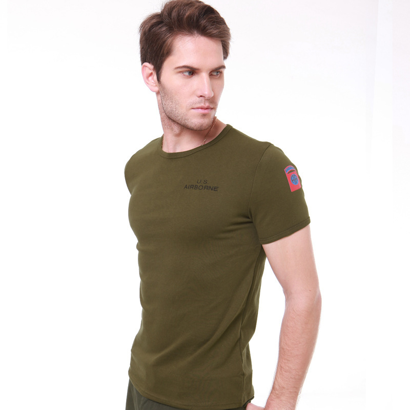 Allied outdoor stretch T-shirt military style cotton tight body shaping T-shirt men's short sleeve t-shirt