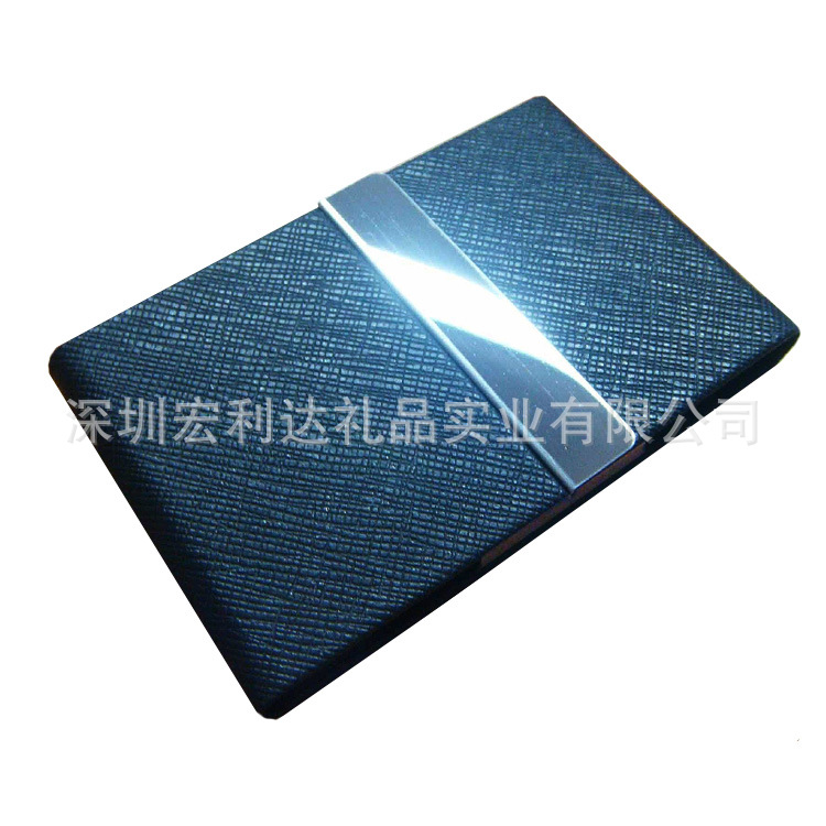 單麵雙開黑色十字紋名片盒正麵圖1