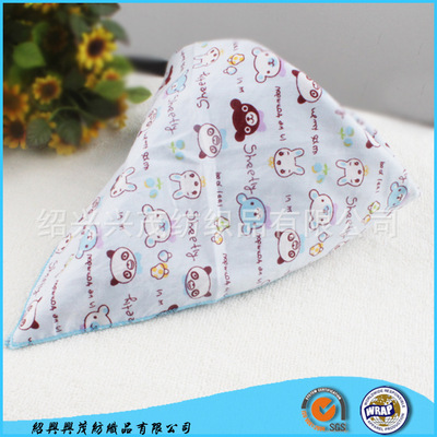Cotton printing Blue Bear Handkerchief Cute doll series Bandage scarf