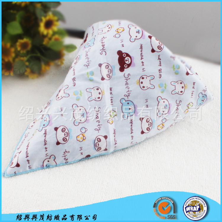 Cotton printing Blue Bear Handkerchief Cute doll series Bandage scarf