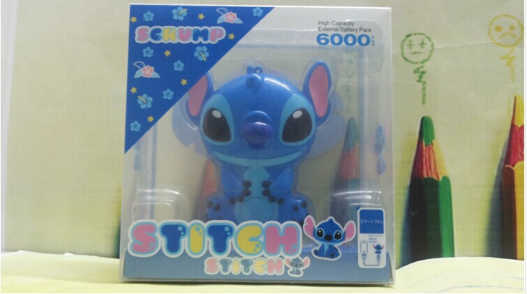 厂家直销 新款迪士尼卡通萌宠史迪仔移动电源 6000毫安充电宝，随机发货12