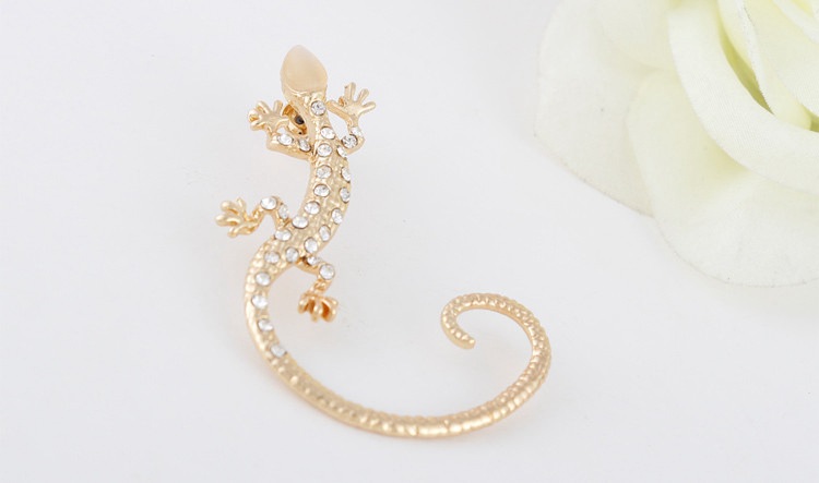 1 Pièce Style Vintage Gecko Incruster Alliage Strass Clips D'oreille display picture 3