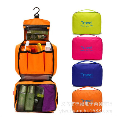 the republic of korea waterproof Fabric Travel Cosmetic multi-function Travel toiletry kits Carry Hooks Storage bag
