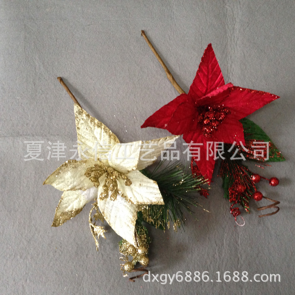 专业加工生产各款式圣诞花,人造花 手工花|ms