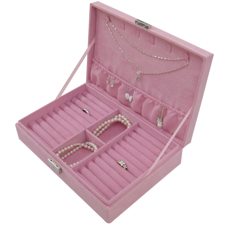 绒布长方戒指首饰盒 戒指盒 耳钉盒 专业收纳展示盒 小额批发