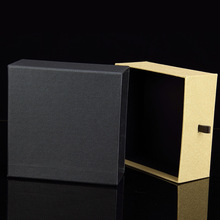 现货抽屉式皮带盒精美黑银特种纸腰带包装盒硬厚腰带正方形纸盒