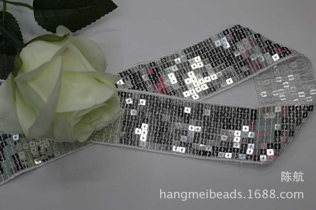 九排条码亮片花边 优质环保耐高温/不环保亮片花边批发  厂家直销