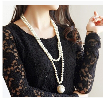 韩国时尚高品质 珍珠超长毛衣链女项链 高贵优雅名媛气质饰品首饰