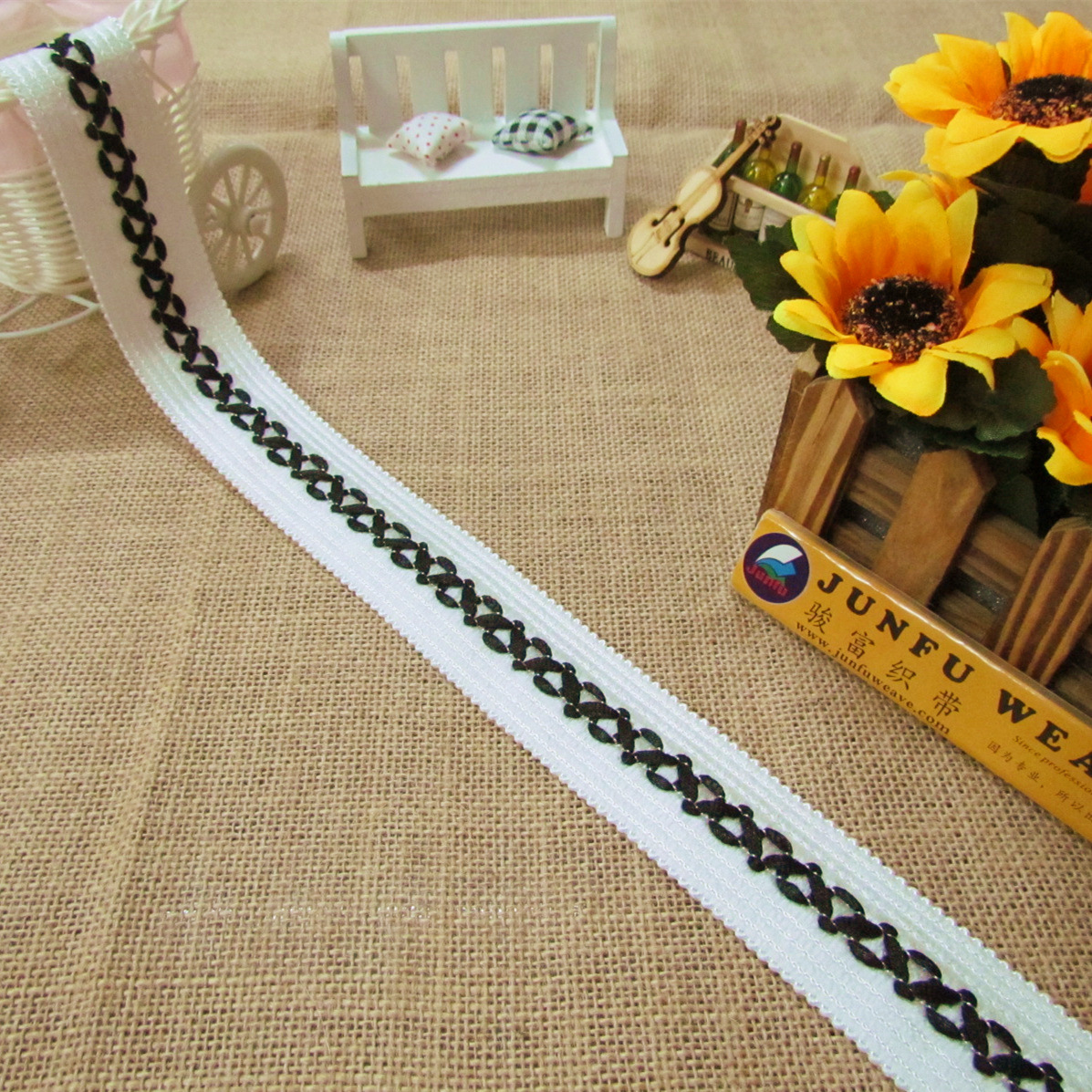 【床垫围边带】MT-301# 黑色花边带 (织带 包边带 花边带)