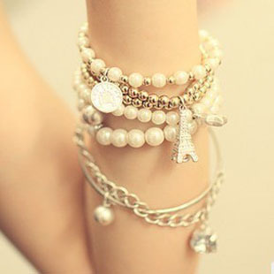 Pearl Vintage Bracelet Coin Six-piece Jewelry Multi-layer Elastic Bracelet display picture 6