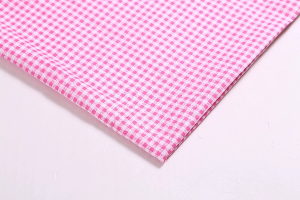 Gingham polyester fabric, small check, flat-grain, multipurpose for clothing & crafts